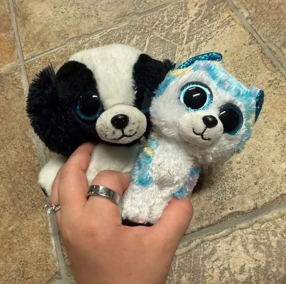Ty Teeny Tys Plush Lot of 2 Bamboo Panda and Colorful Leopard Mini Stuffed Toys